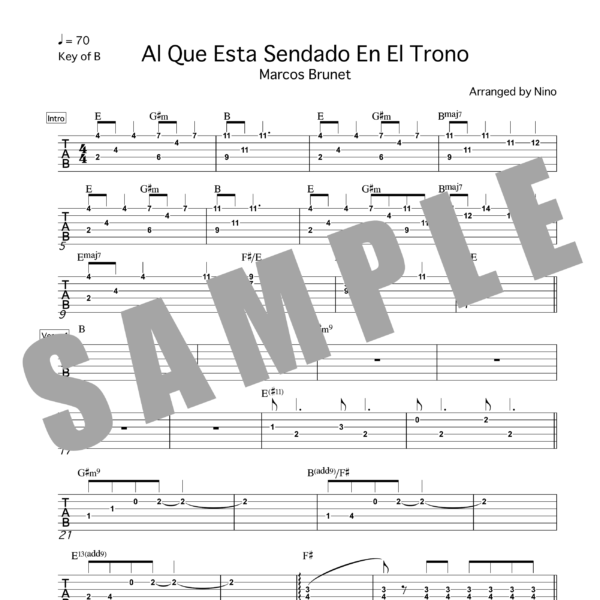 "Al Que Esta Sendado En El Trono" Key of B (Original), C, E, G